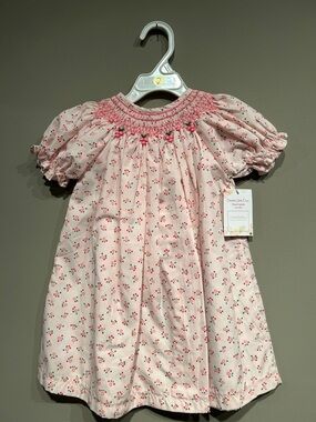 Handmade Pink Floral Smocked Kids Dress